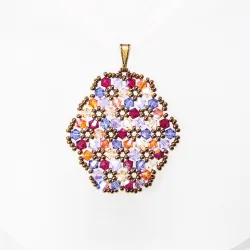 Pendant 40cm - Terence Oval-Salmon Organza - Pendant 40cm - Laiton bronze